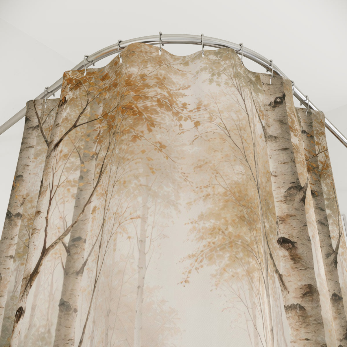 Birch Forest Shower Curtain – Beige and Sage