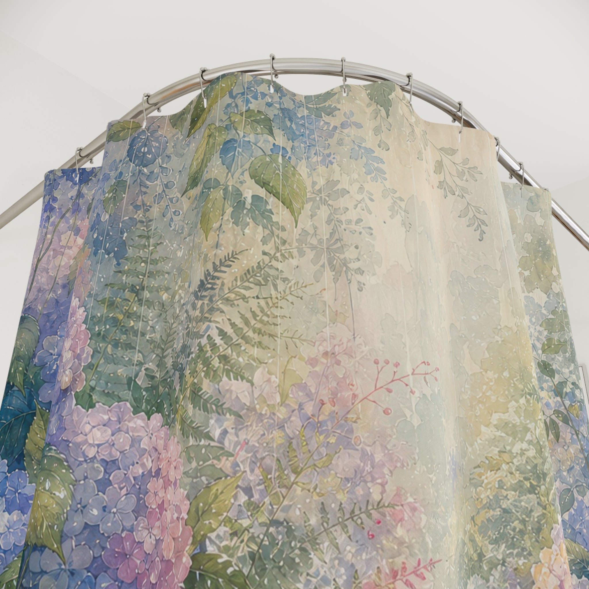 Rainlit Hydrangea Path Shower Curtain