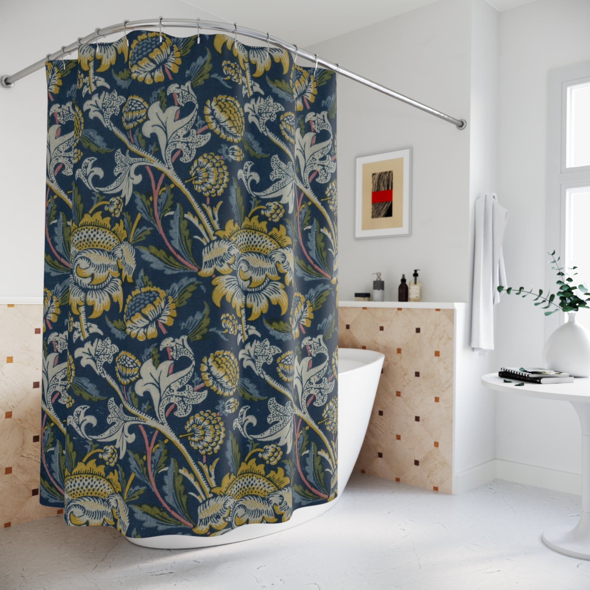 Morris Wey Shower Curtain – 1883 Blue & Yellow