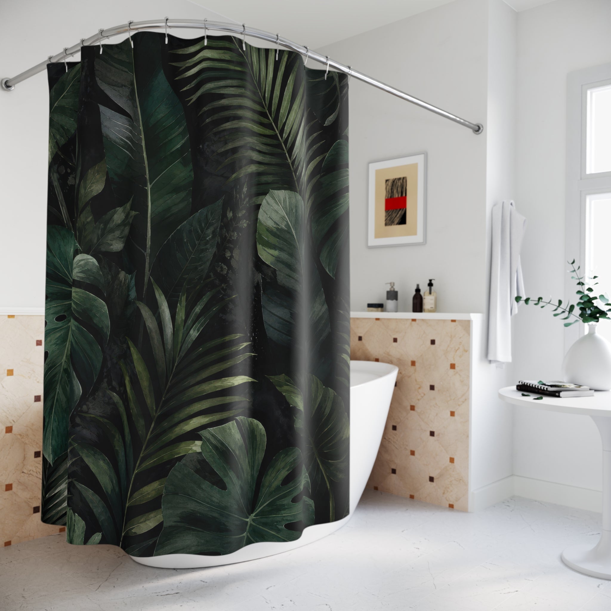 Green Tropical Shower Curtain