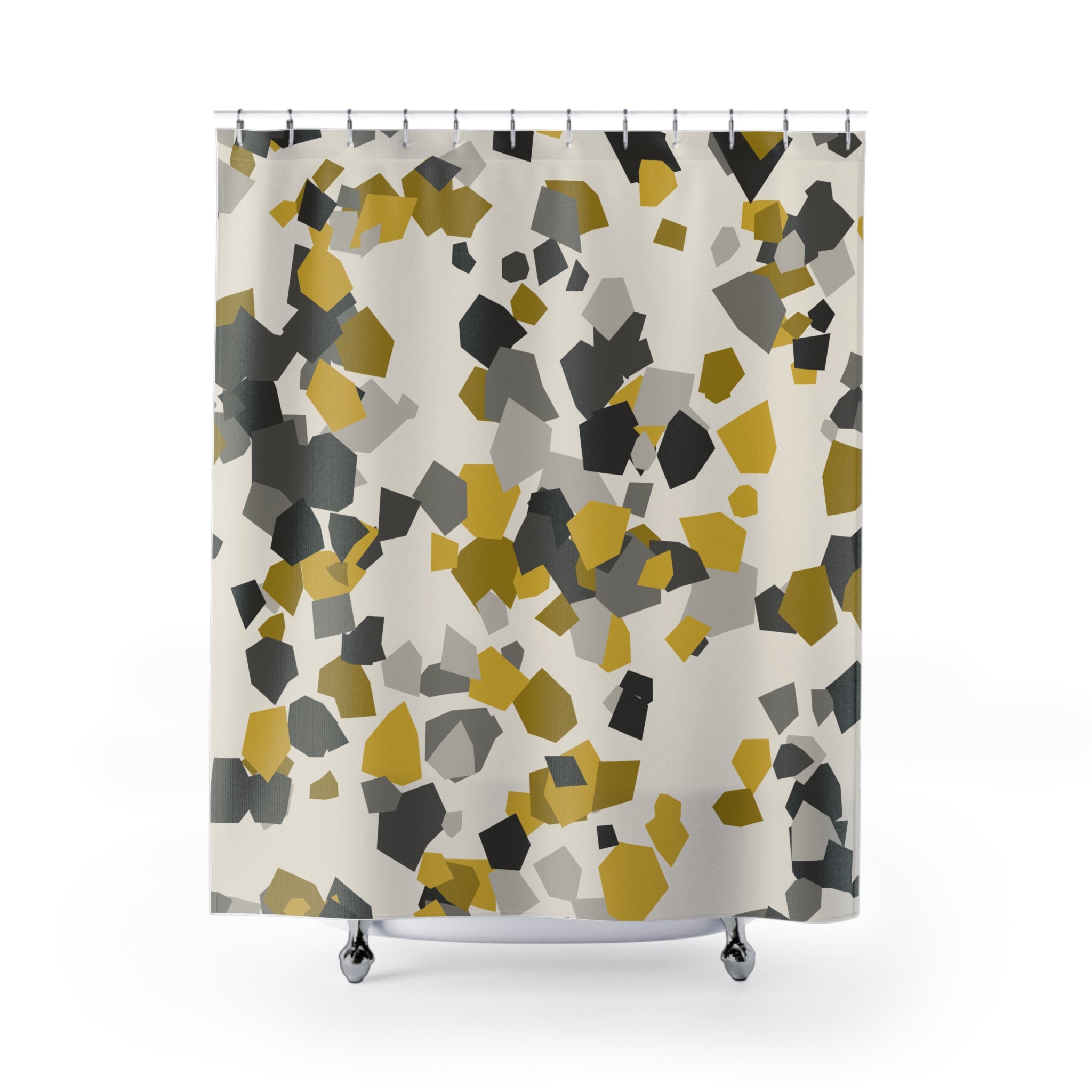 Grey Yellow Shower Curtain: Terrazzo Chip
