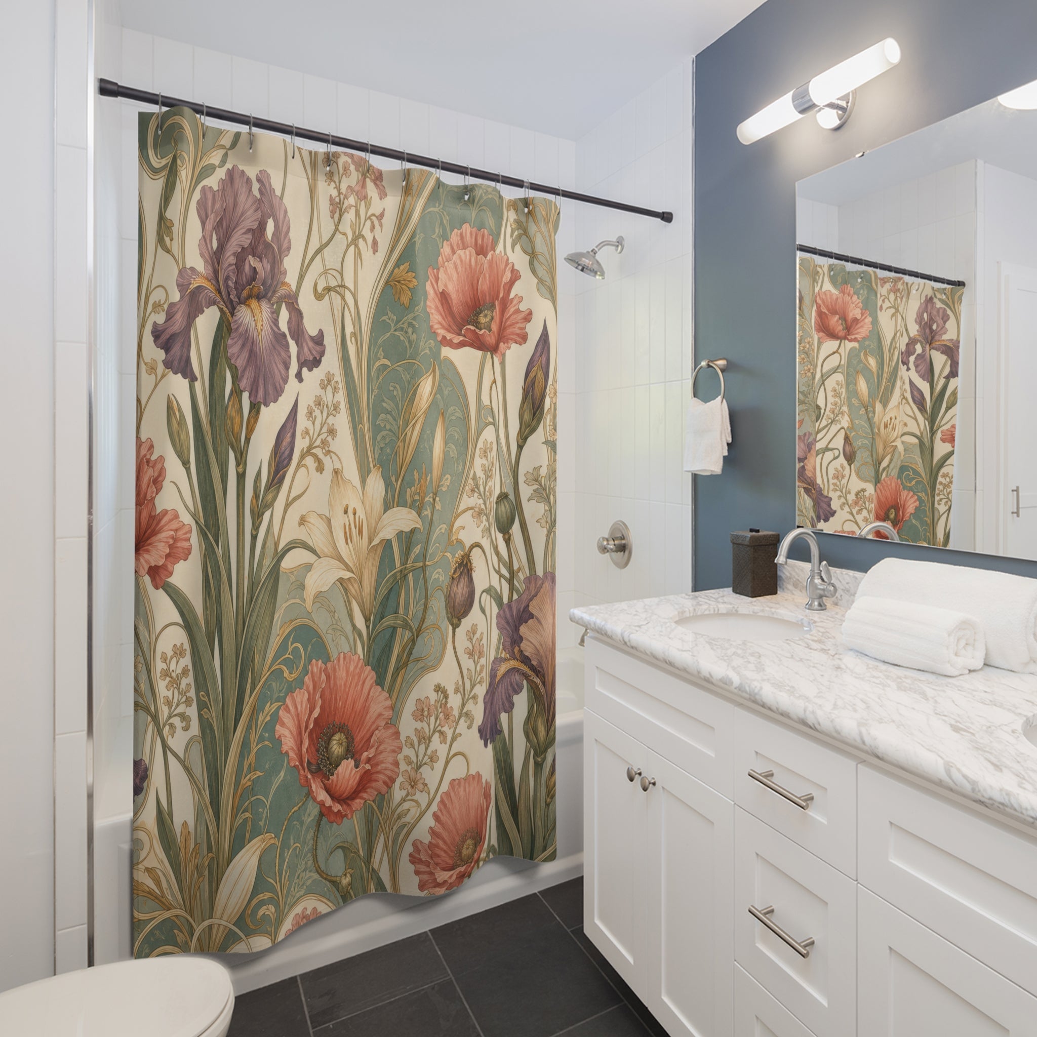 Art Nouveau Poppy Shower Curtain