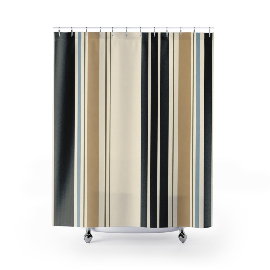 Cream Tan Cabana Stripe Shower Curtain