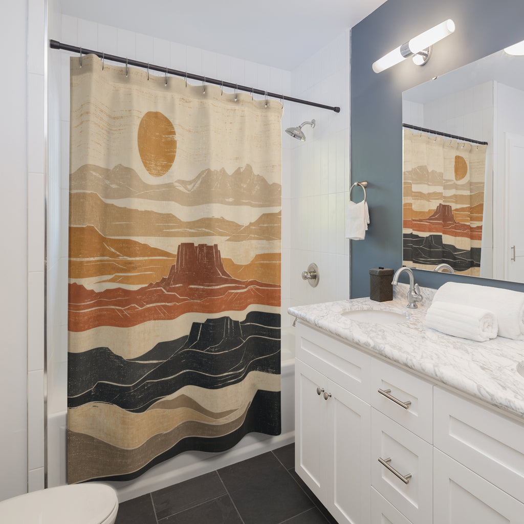 Desert Sunset Block Print Shower Curtain