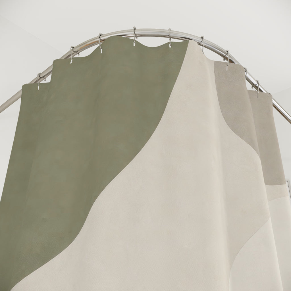 Beige Gray Abstract Sage Green Shower Curtain