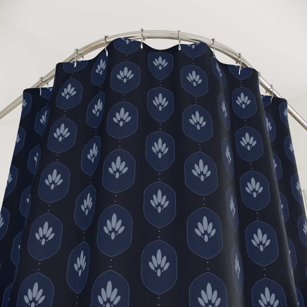 Navy & Silver Damask Shower Curtain – Ogee Floral
