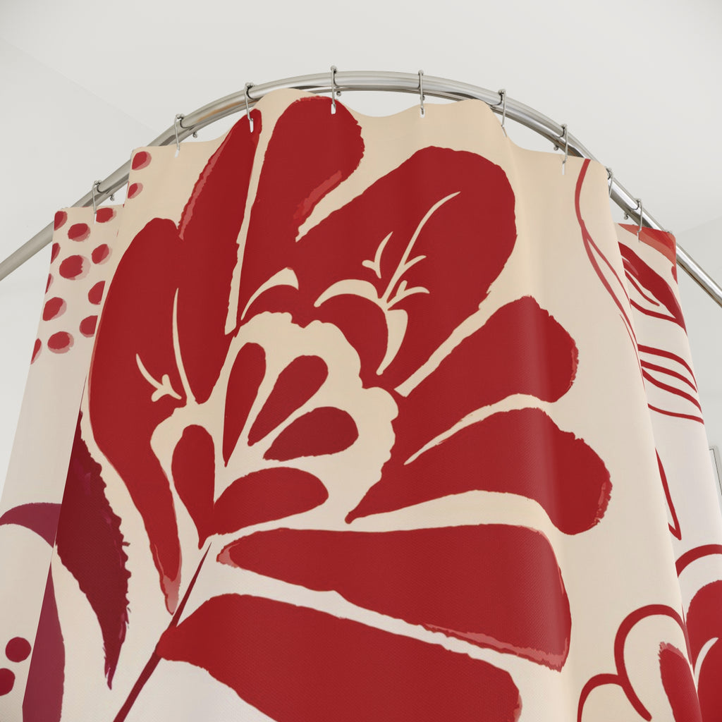 Red Retro Floral Shower Curtain – Bold Botanical