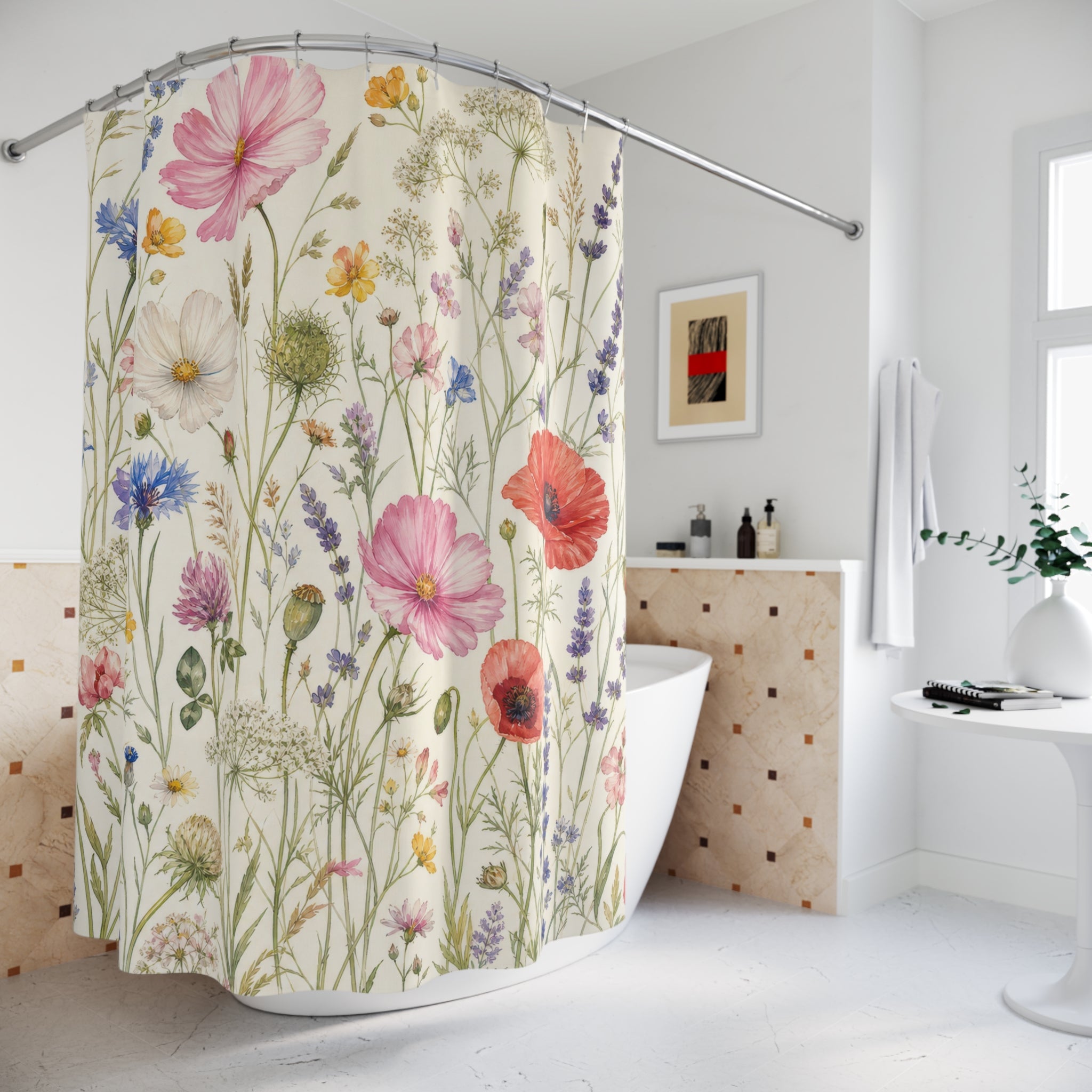 Watercolor Wildflower Shower Curtain