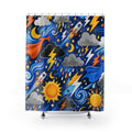 Weather Shower Curtain, Blue Kids Bathroom Decor, Storm Cloud Bath Curtain, Boys Bathroom Decor, Sun and Rain Pattern, Bath Decor, Style