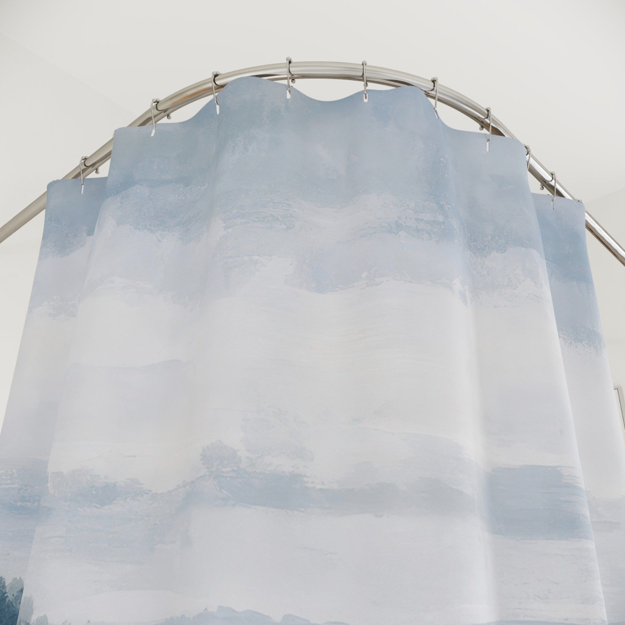 Blue Watercolor Marsh Shower Curtain