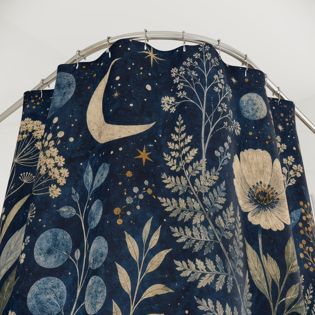 Celestial Floral Moon Shower Curtain
