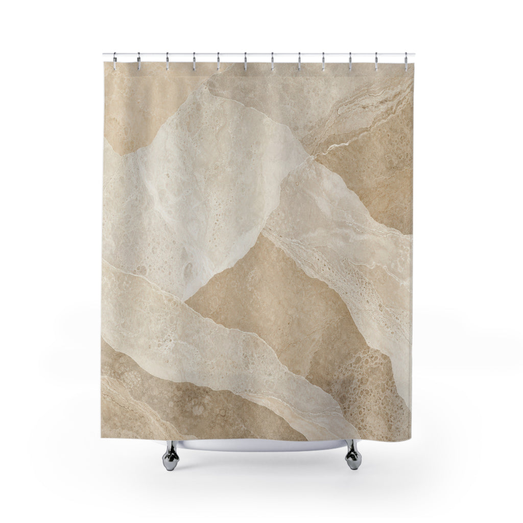 Beige Cream Abstract Stone Shower Curtain