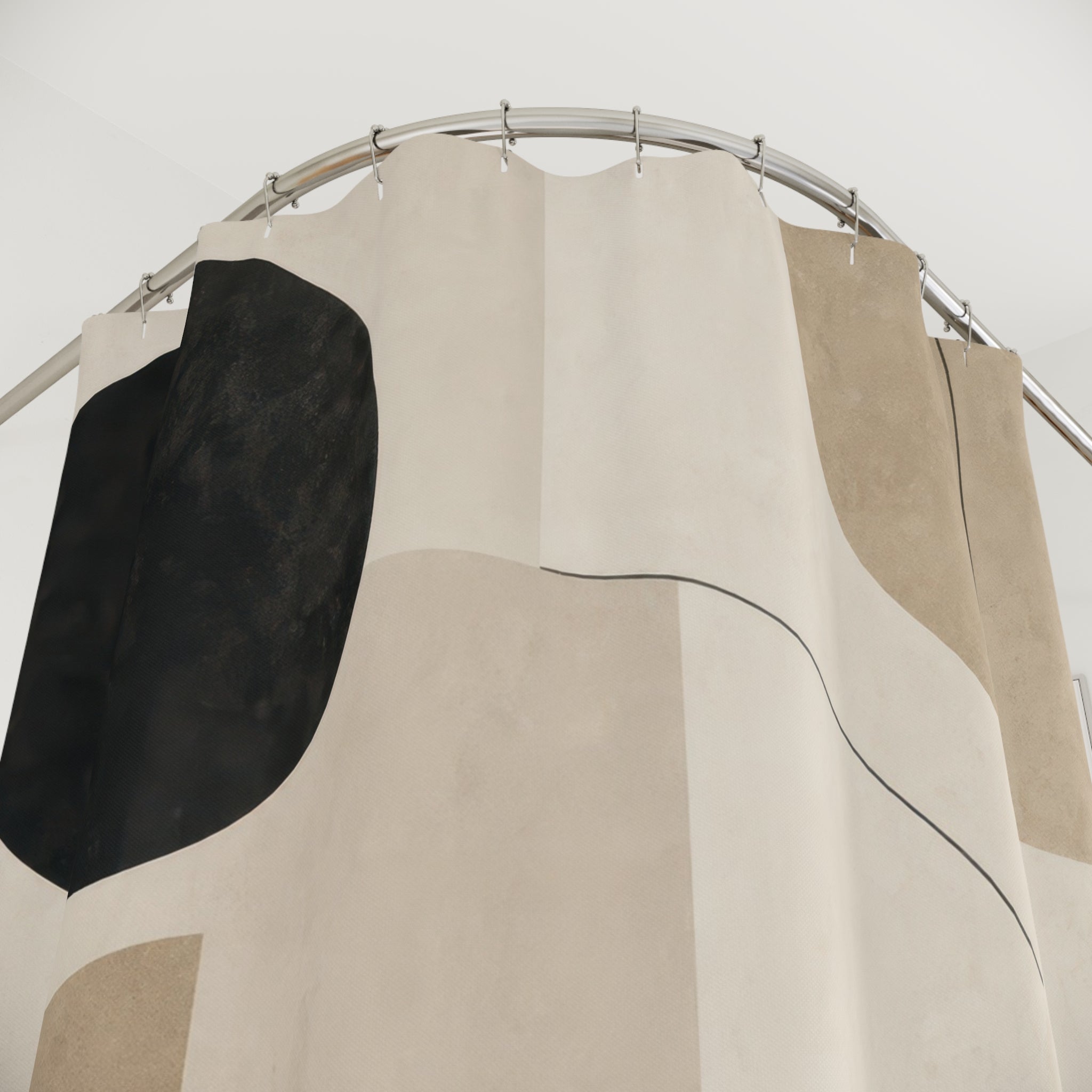 Black Beige Circle Geometry Shower Curtain