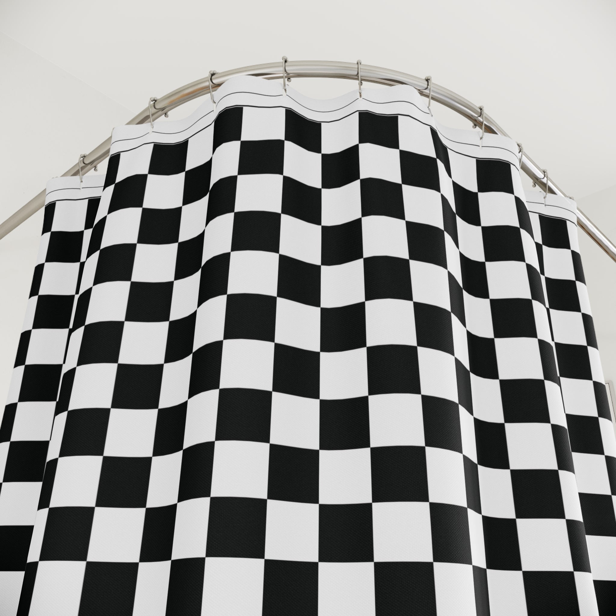 Black and White Buffalo Check Border Shower Curtain
