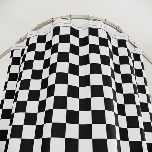 Black and White Buffalo Check Border Shower Curtain