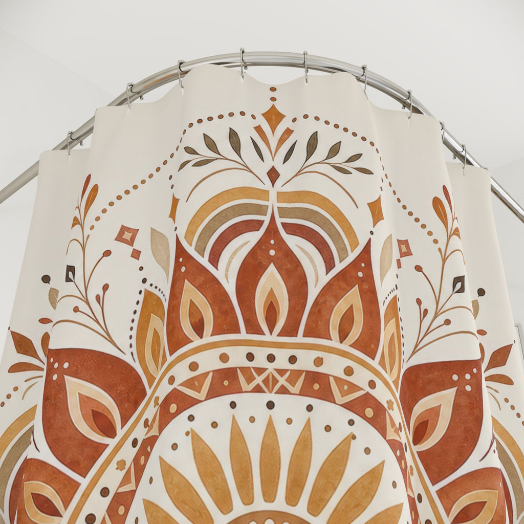 Terracotta Sunburst Medallion Shower Curtain