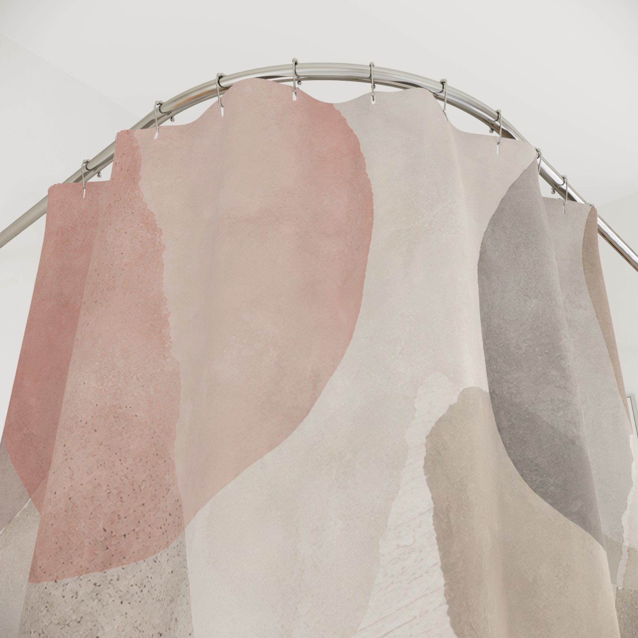 Blush Taupe Abstract Watercolor Shapes Shower Curtain