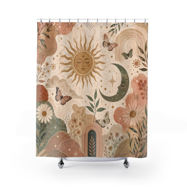 Aesthetic Shower Curtain: Boho Celestial