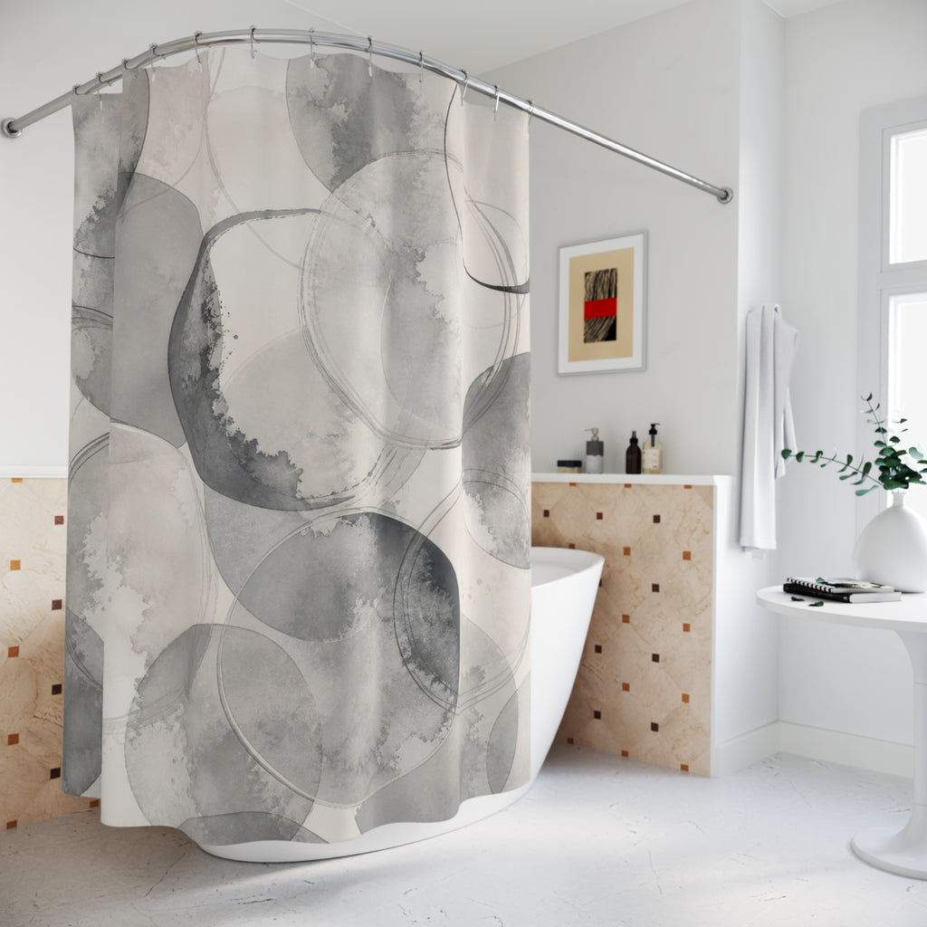 Gray Watercolor Circle Shower Curtain