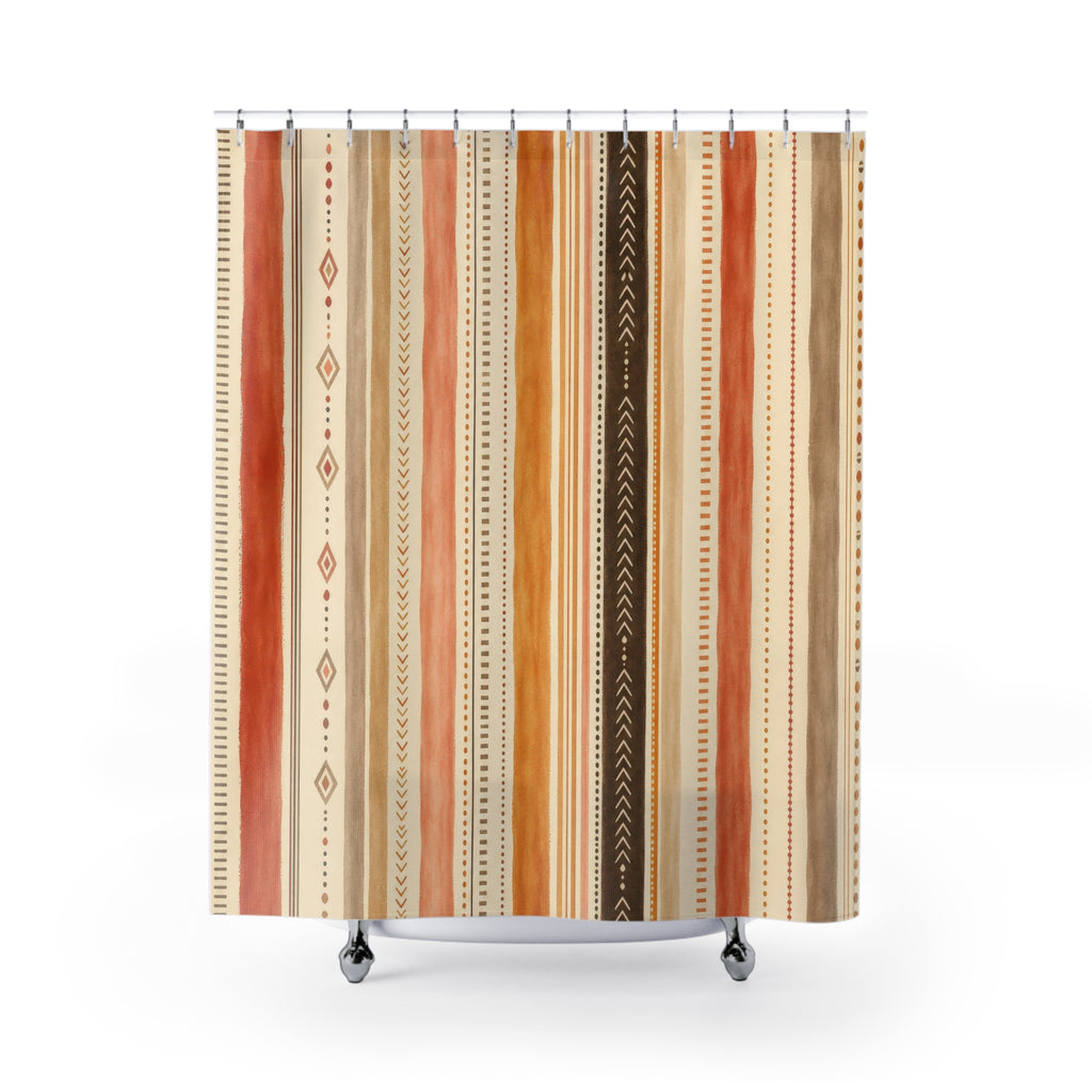 Cream Terracotta Delicate Pinstripe Shower Curtain