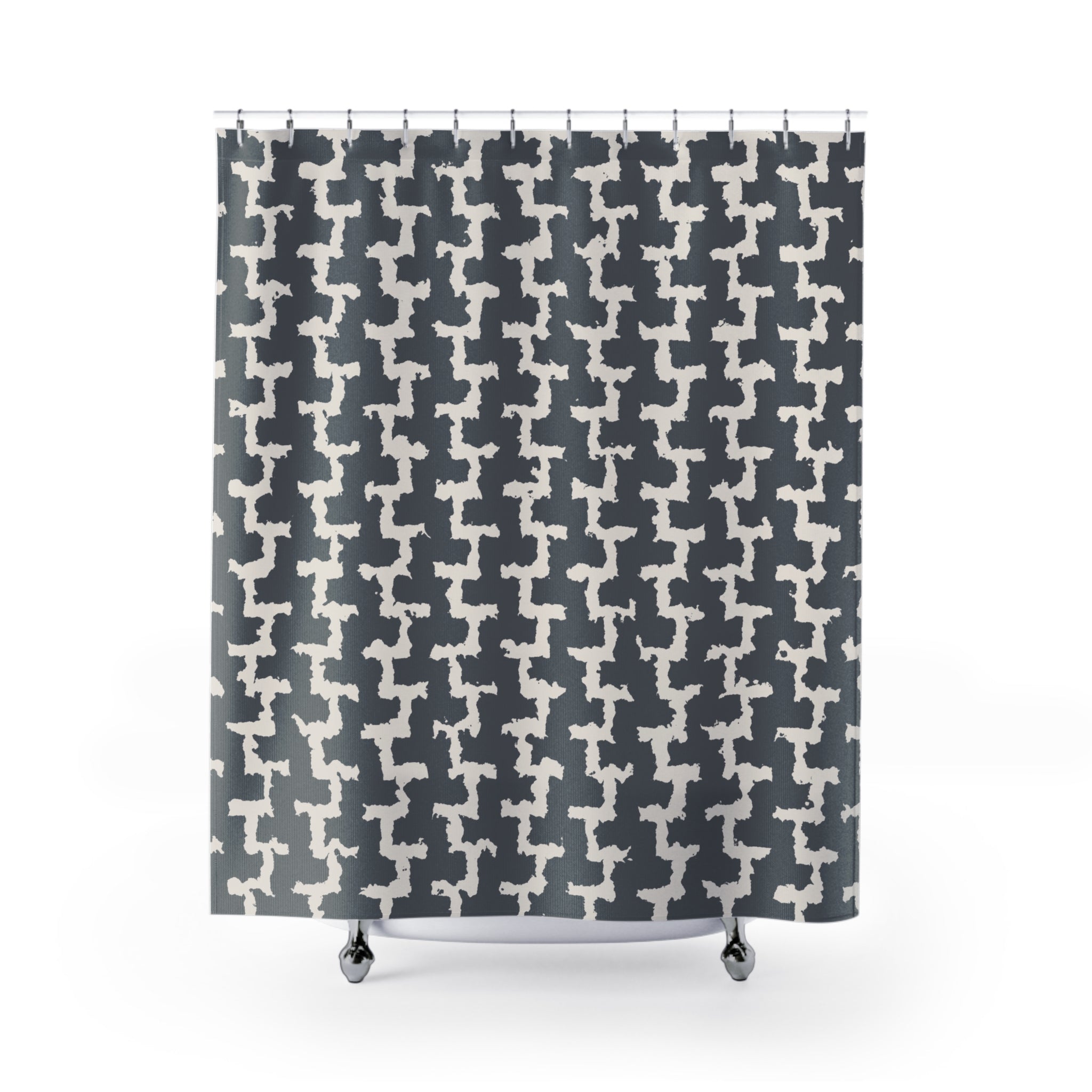 Greek Key Shower Curtain – Grey and Cream