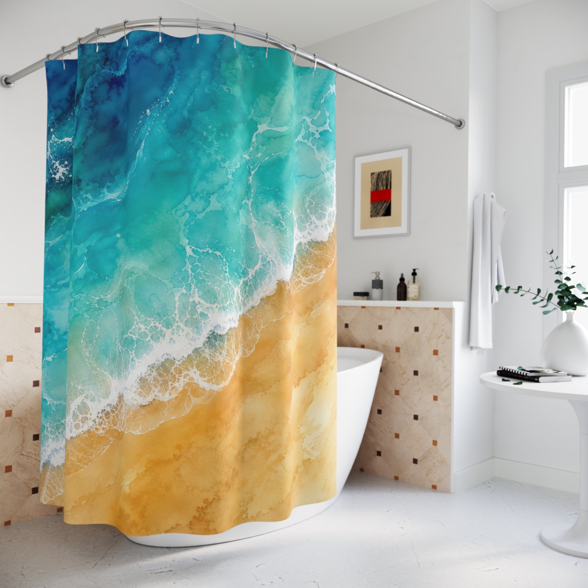 Aerial Turquoise Beach Shower Curtain