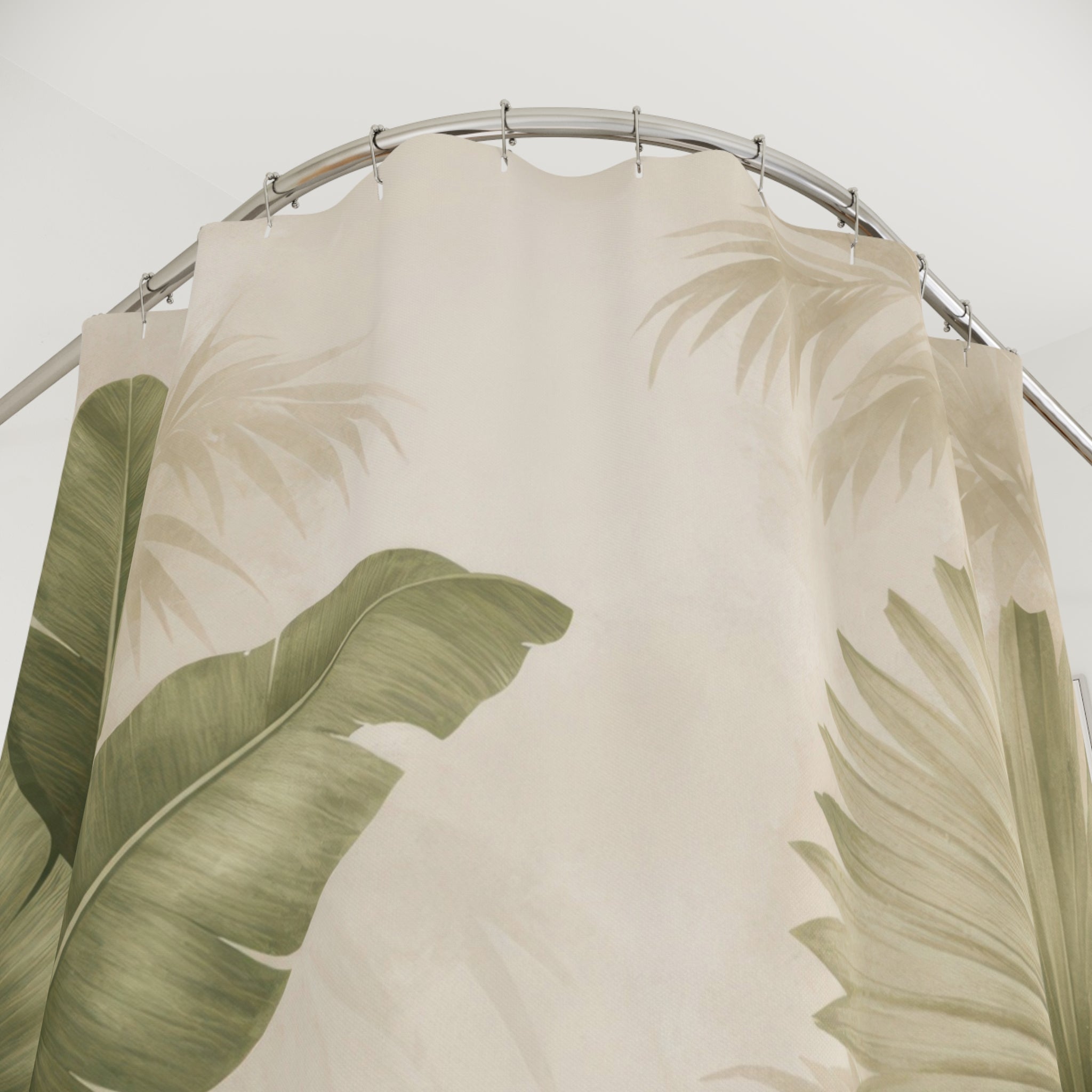 Botanical Palm Leaf Shower Curtain – Beige Green