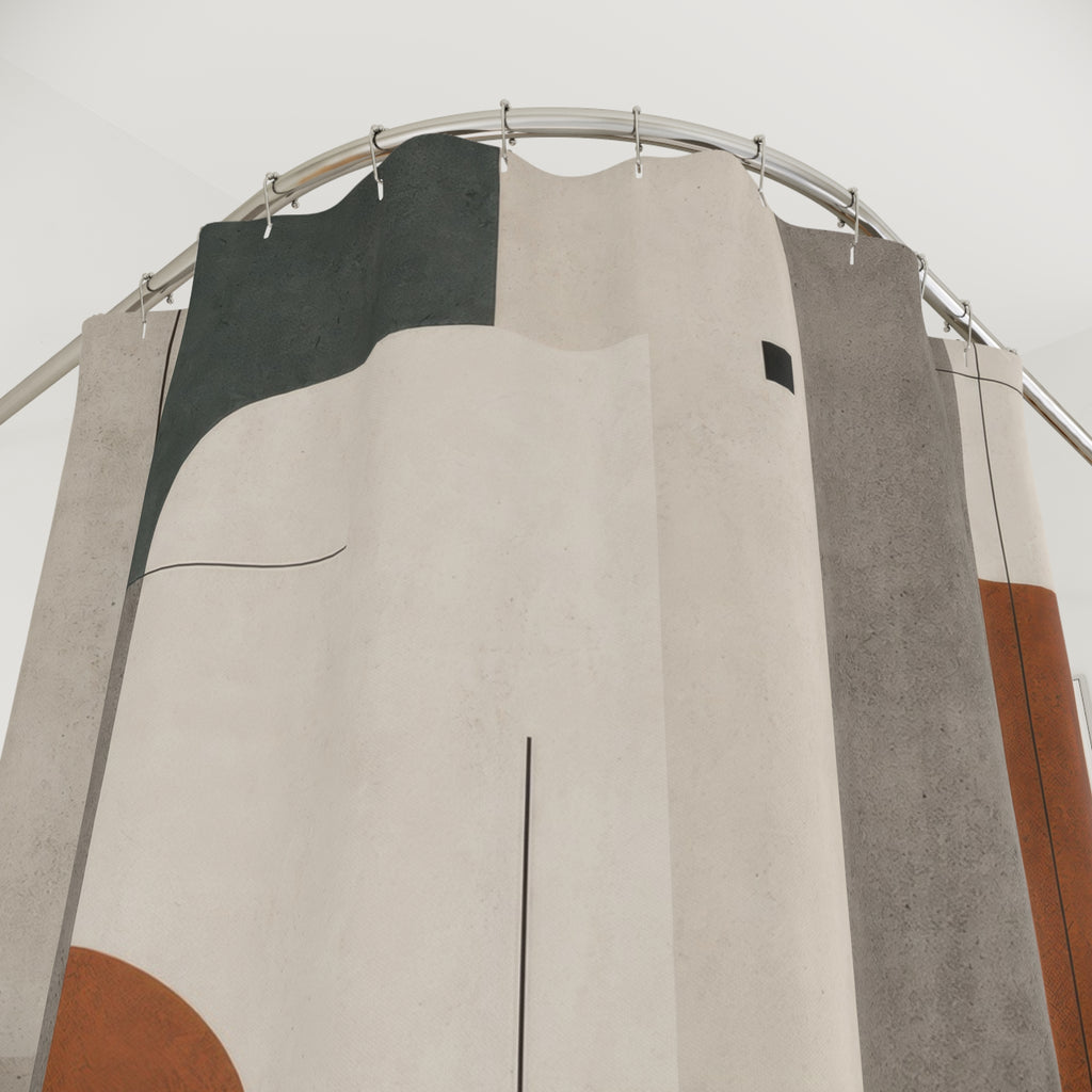 Sage Terracotta Geometric Shower Curtain