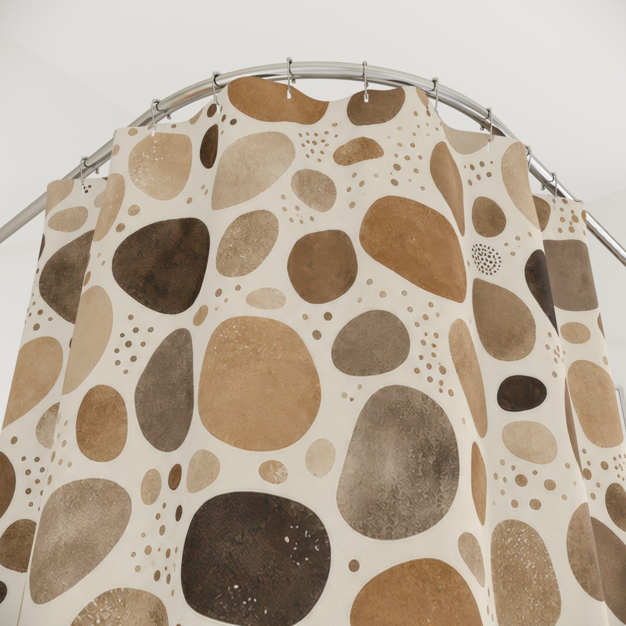 Brown Beige Pebble Stone Shower Curtain