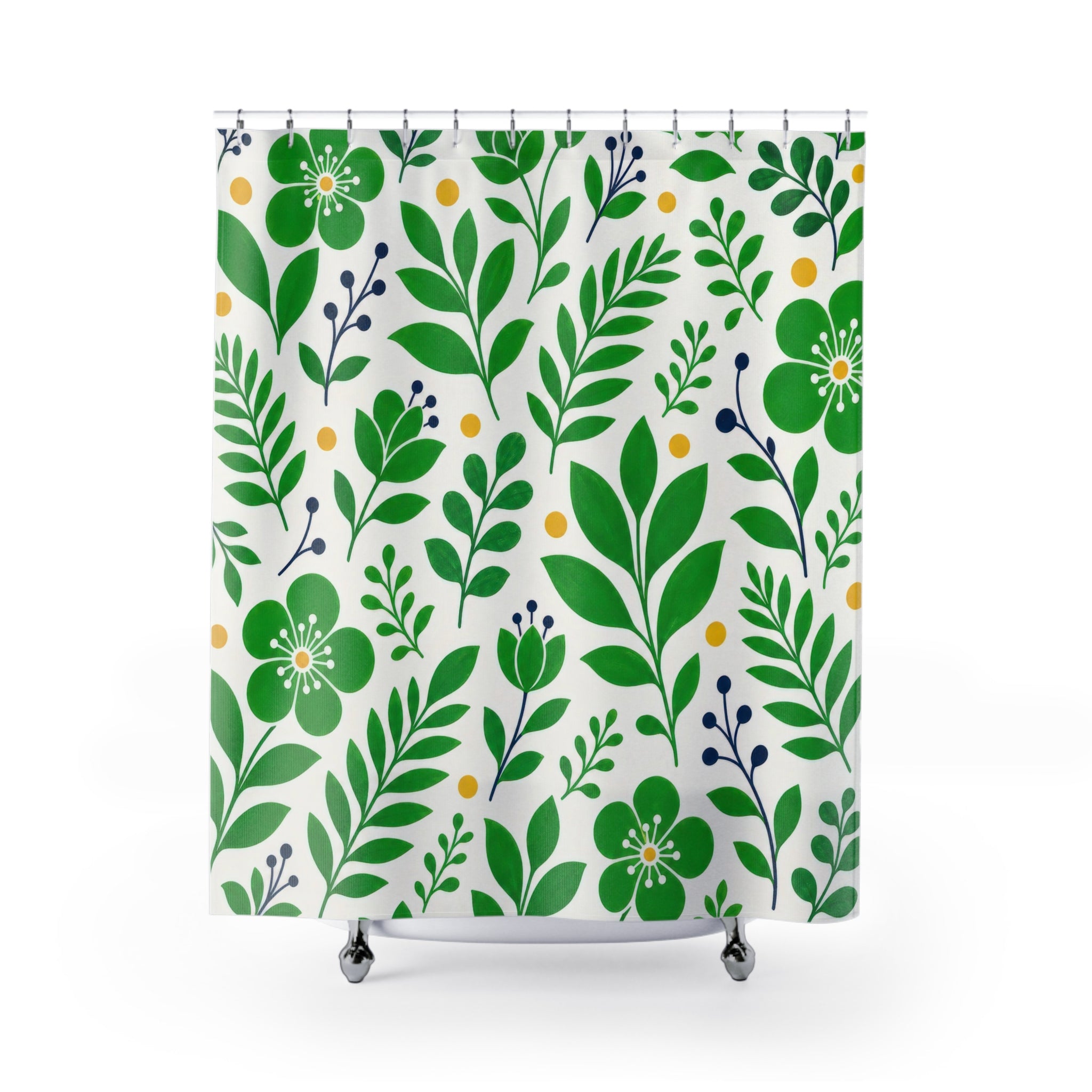 Bright Botanical Kelly Green Shower Curtain