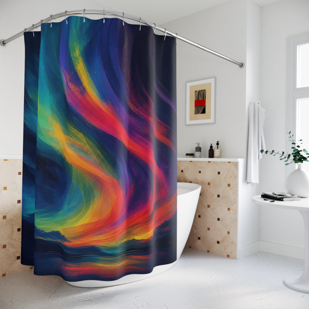 Aurora Ribbon Landscape Shower Curtain