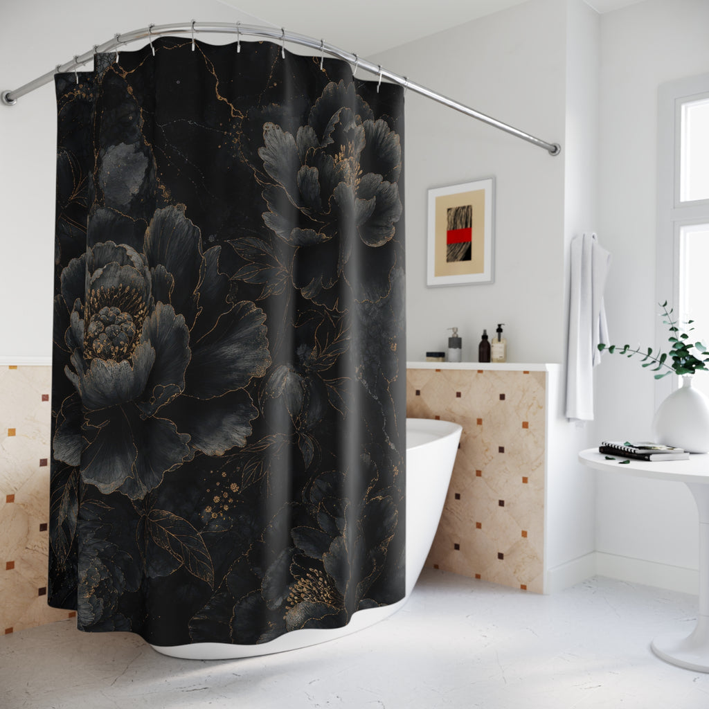 Gothic Peony Flower Shower Curtain