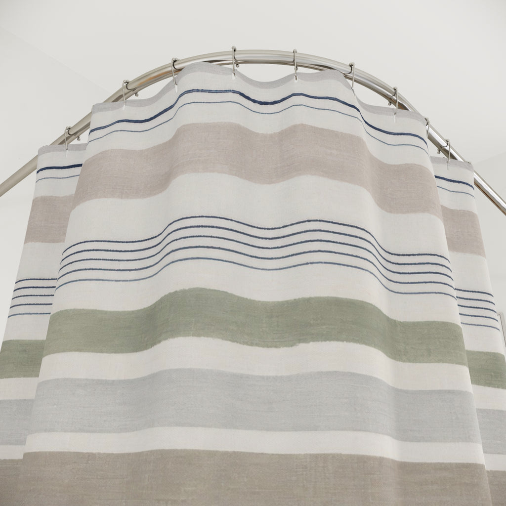 Soft Neutral Horizontal Stripe Shower Curtain