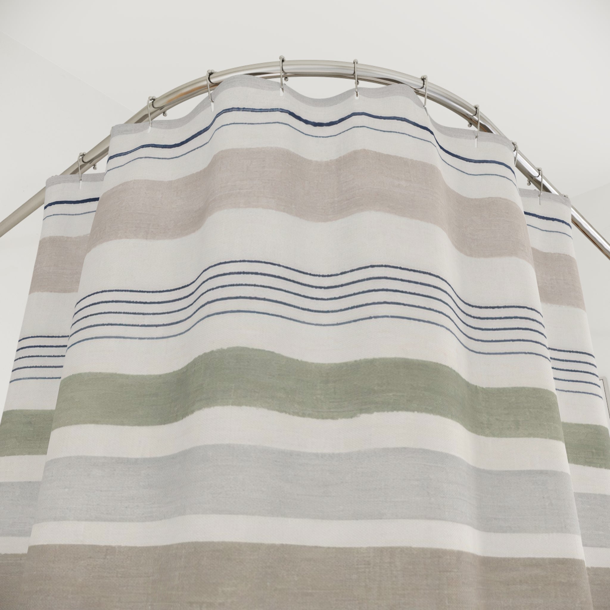 Soft Neutral Horizontal Stripe Shower Curtain