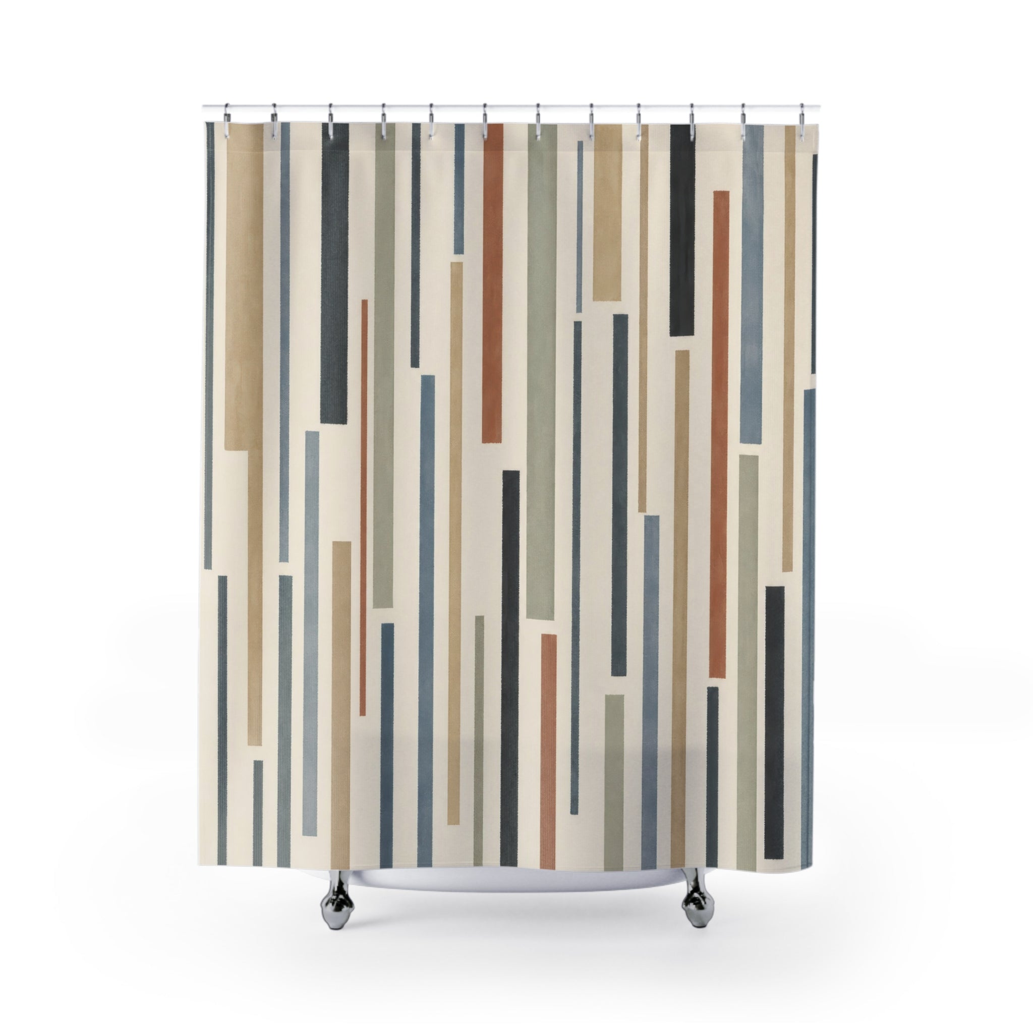 Staggered Vertical Stripe Shower Curtain