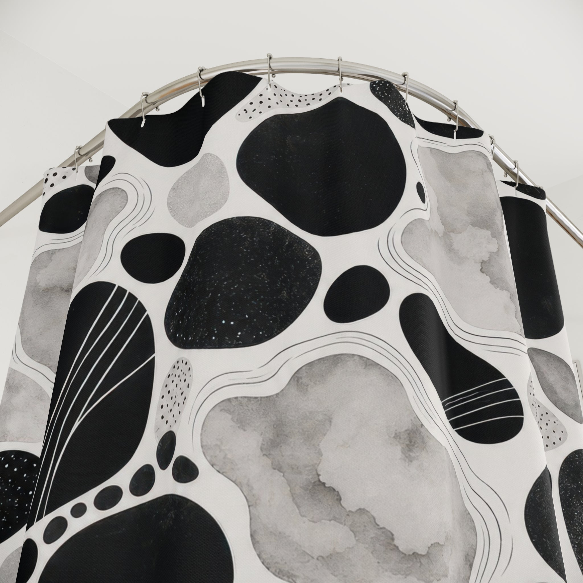 Black White Pebble Shower Curtain