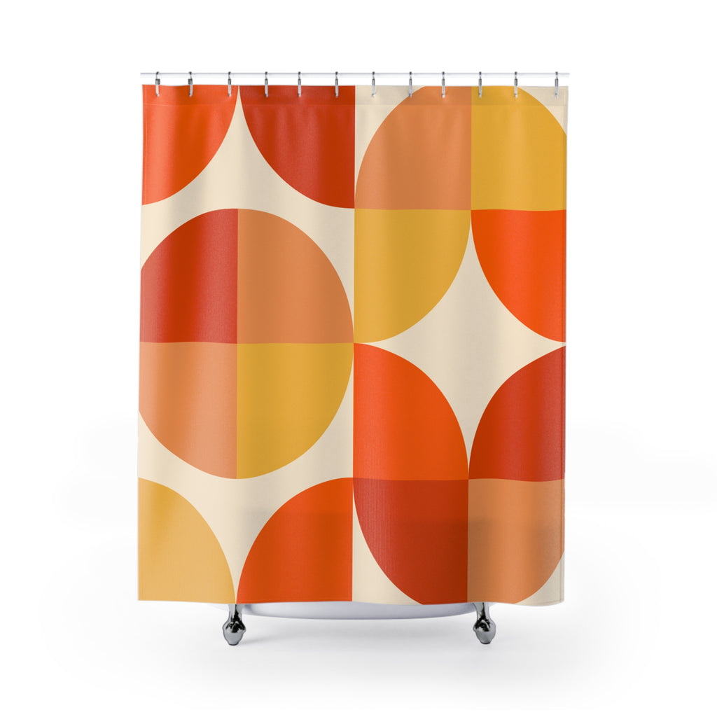 Bright Orange Shower Curtain: Bauhaus Mod