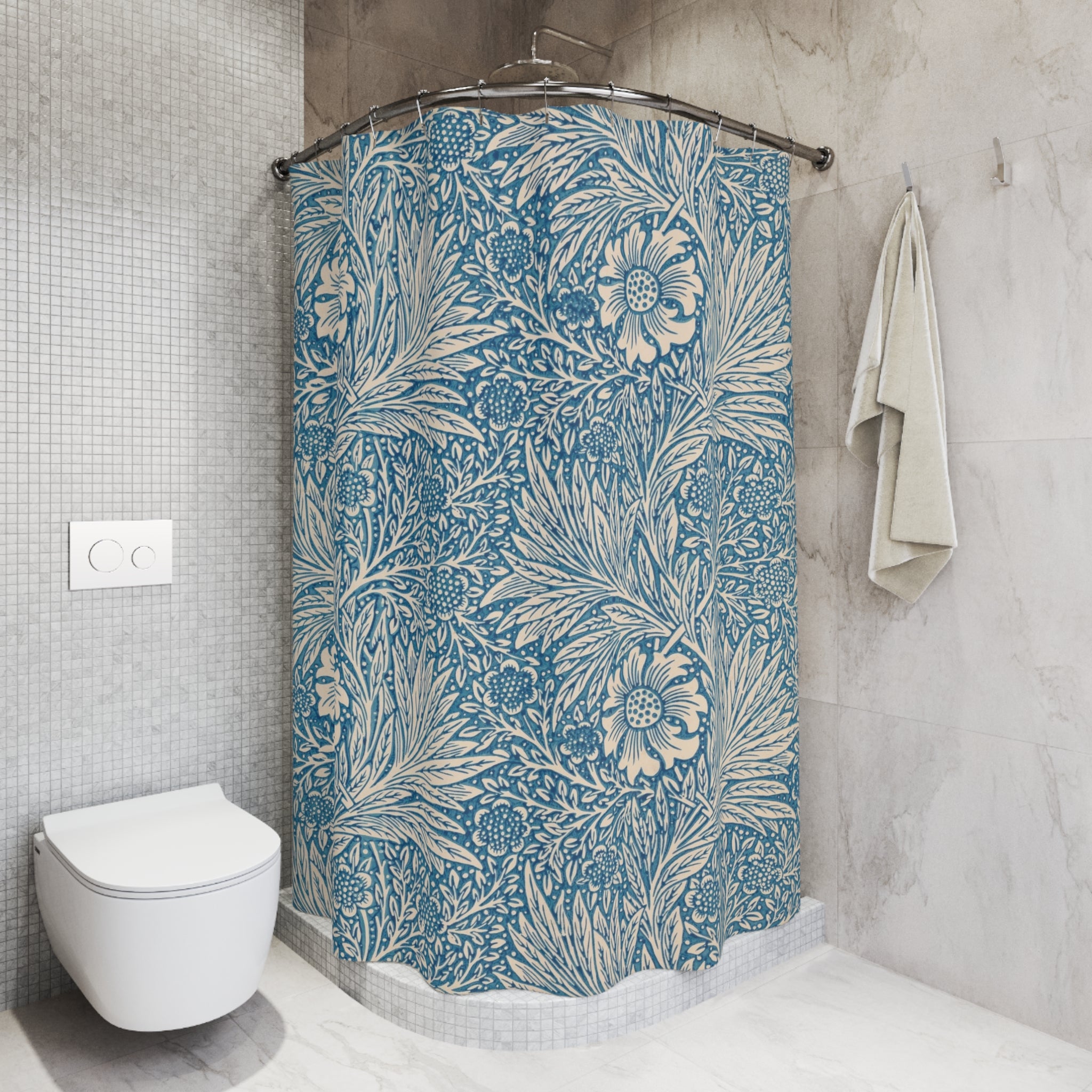 William Morris Marigold Shower Curtain – Blue
