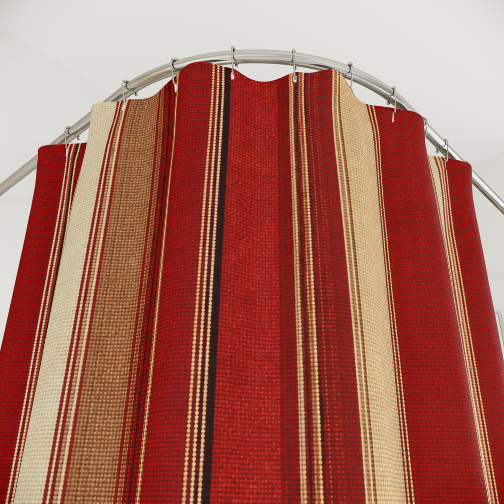 Southwestern Red Stripe Shower Curtain, Rust Burgundy Southwestern Bath Decor, Modern Stripe Bath Curtain, Guest Bath Decor, Home Decor