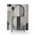 Grey Mid Century Geometric Shower Curtain