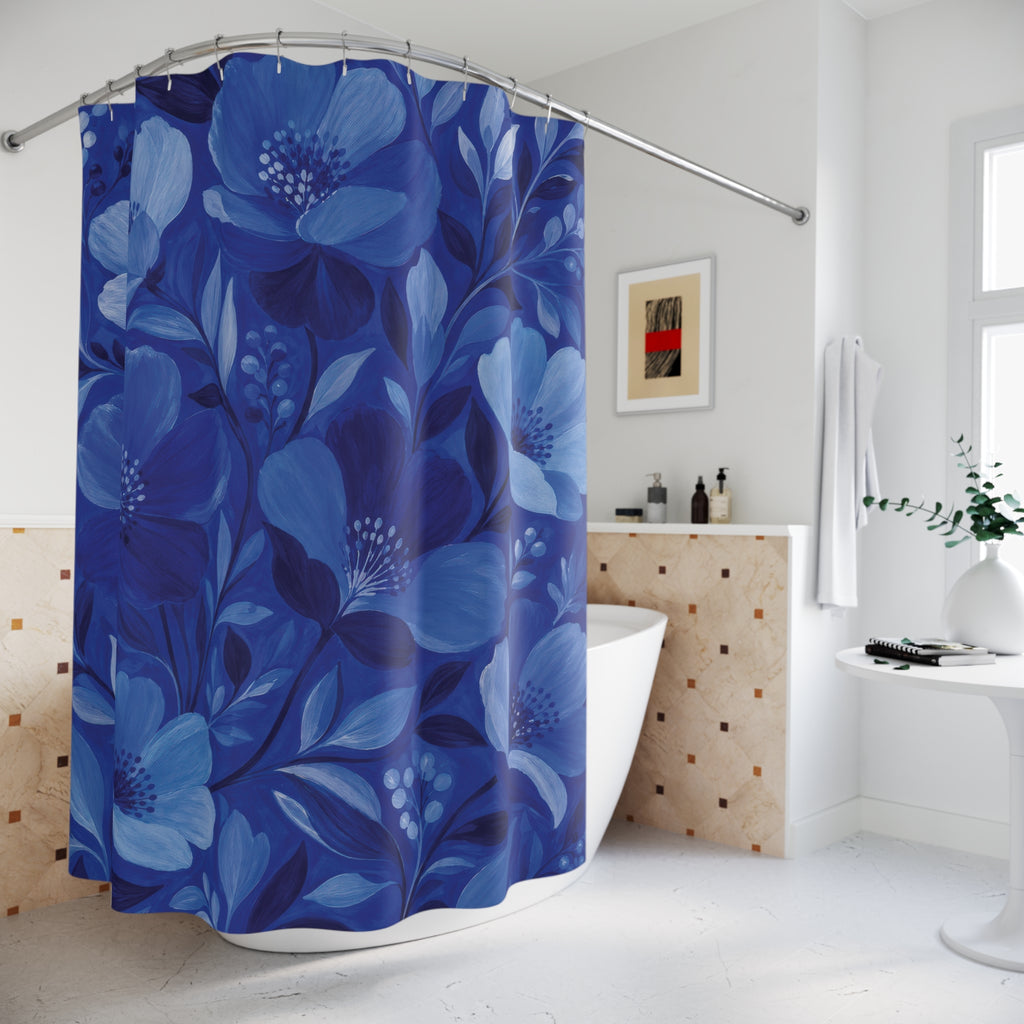 Blue Floral Shower Curtain
