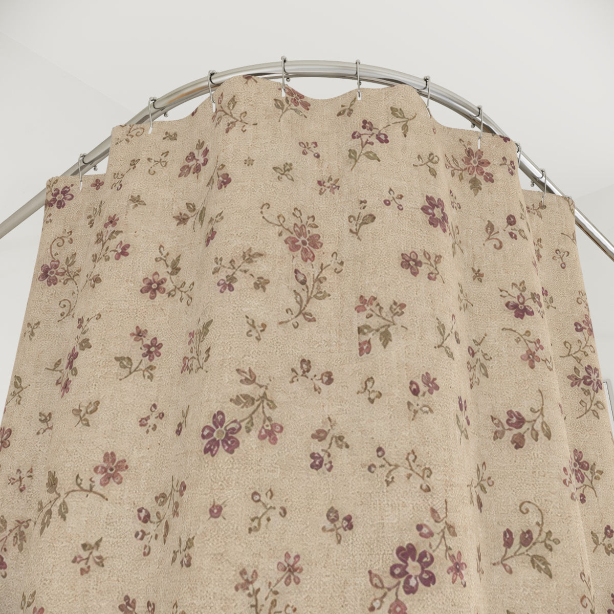 Tiny Rose Farmhouse Vintage Floral Shower Curtain