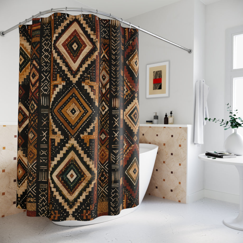 African Shower Curtain: Boho Mudcloth