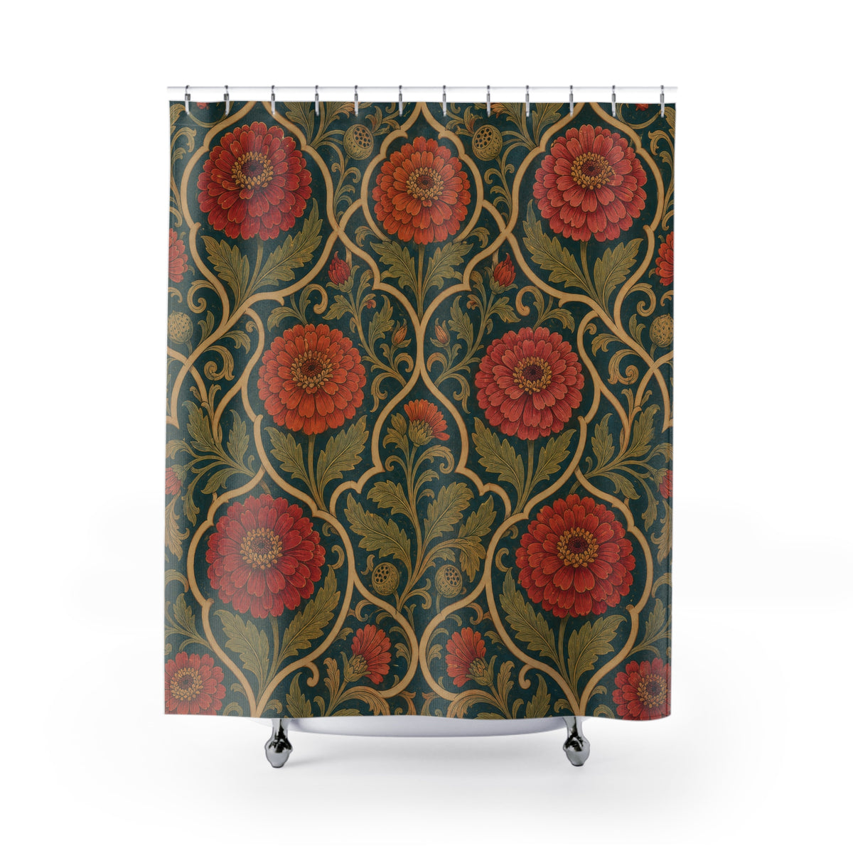 Arts and Crafts Zinnia Shower Curtain