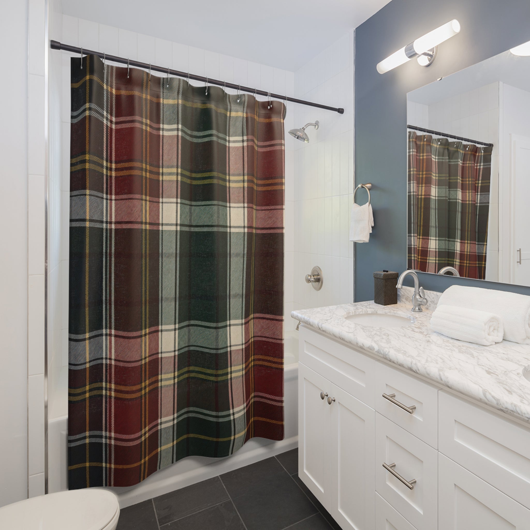 Red Green Tartan Check Shower Curtain