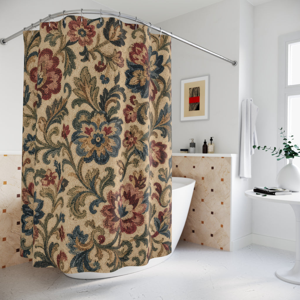 Ornate Farmhouse Vintage Floral Shower Curtain