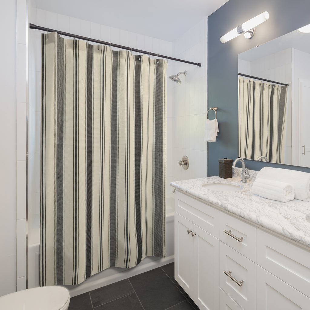 Ivory Black Stripe Shower Curtain