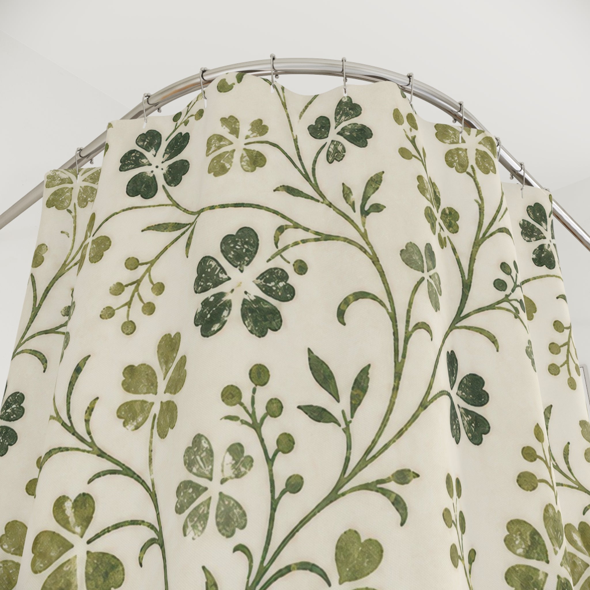 Green Botanical Floral Shower Curtain