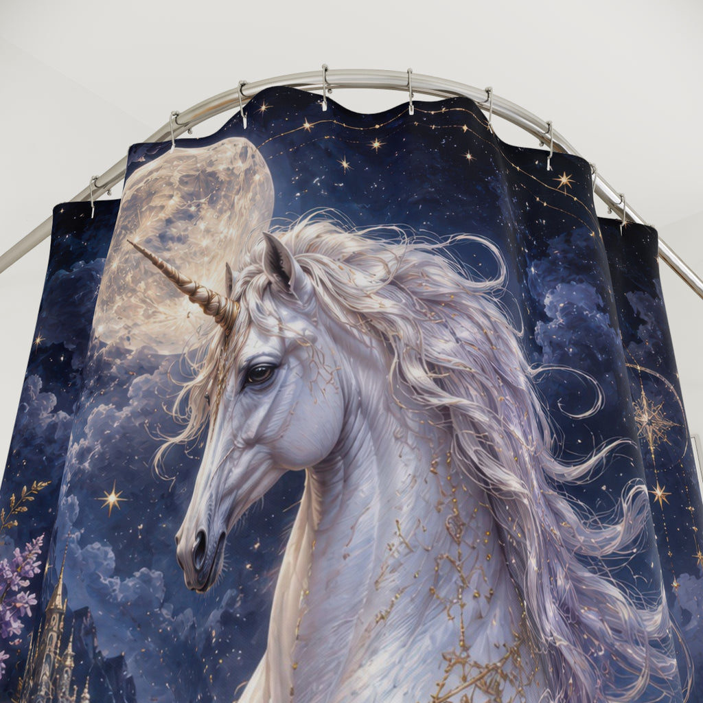 Unicorn Shower Curtain: Fantasy Moonlit