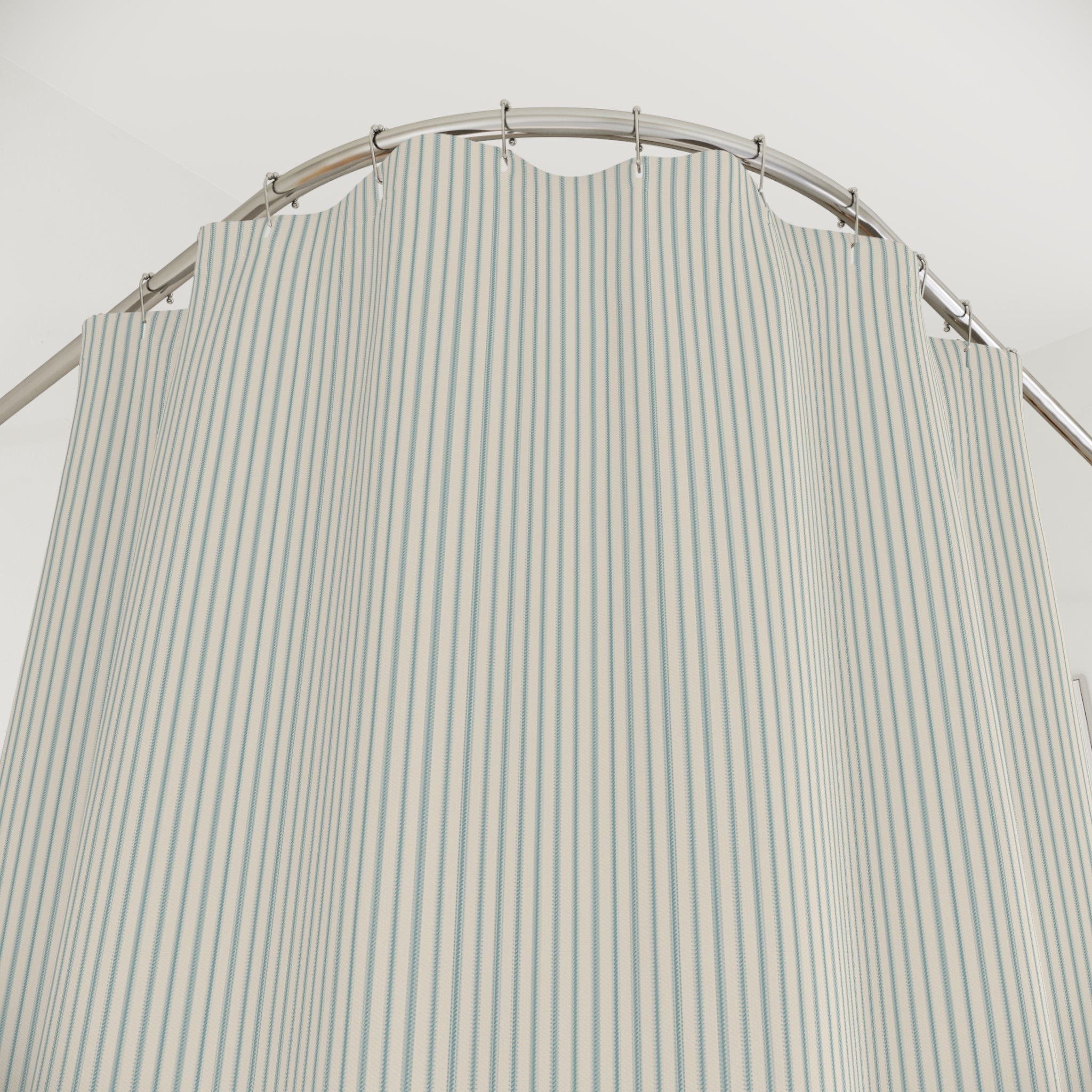 Aqua Ticking Stripe Shower Curtain
